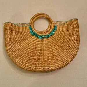 Tommy Bahama Woven Bag with Turquoise beads